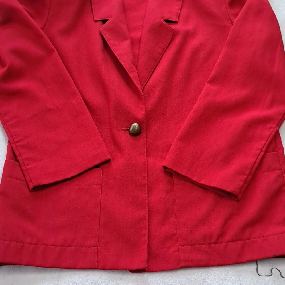 Vintage Block Island by Marina Pappas Red Blazer Suit Jacket 6 Petite Pockets - Picture 12 of 12